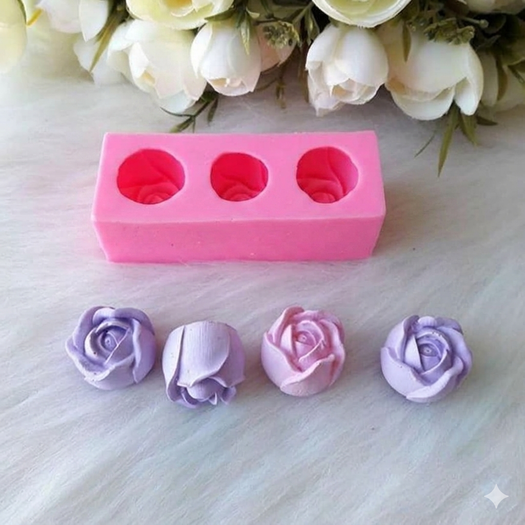 Karakız Mini Gül Silikon Kalıp 3Lü 9x4x3 Cm thumbnail 4