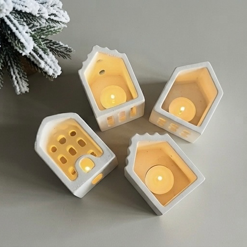 Karakız Dörtlü Mini Ev Silikon Kalıp 5.3x2.5 Cm thumbnail 1