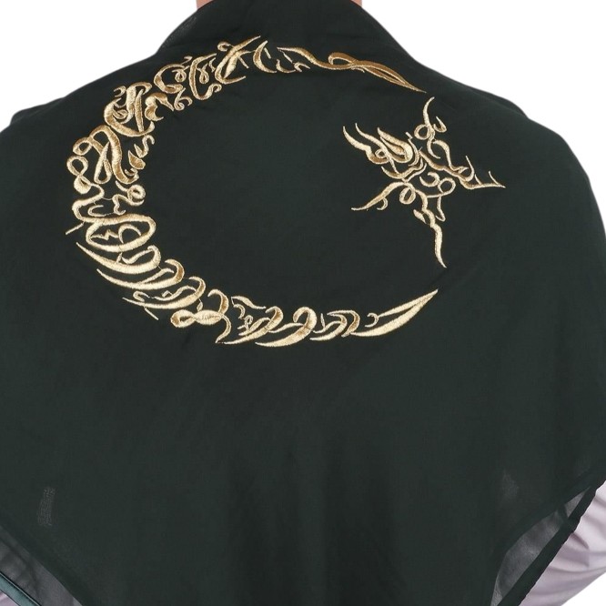 Damat Şalı (VIP) Ay Yıldızlı Desenli Yeşil